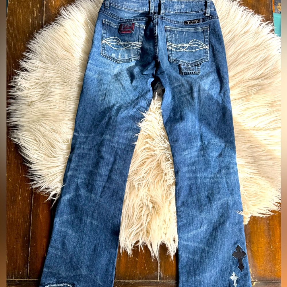 Cowgirl Tuff Women’s Jeans with patchwork accents Size 30/31